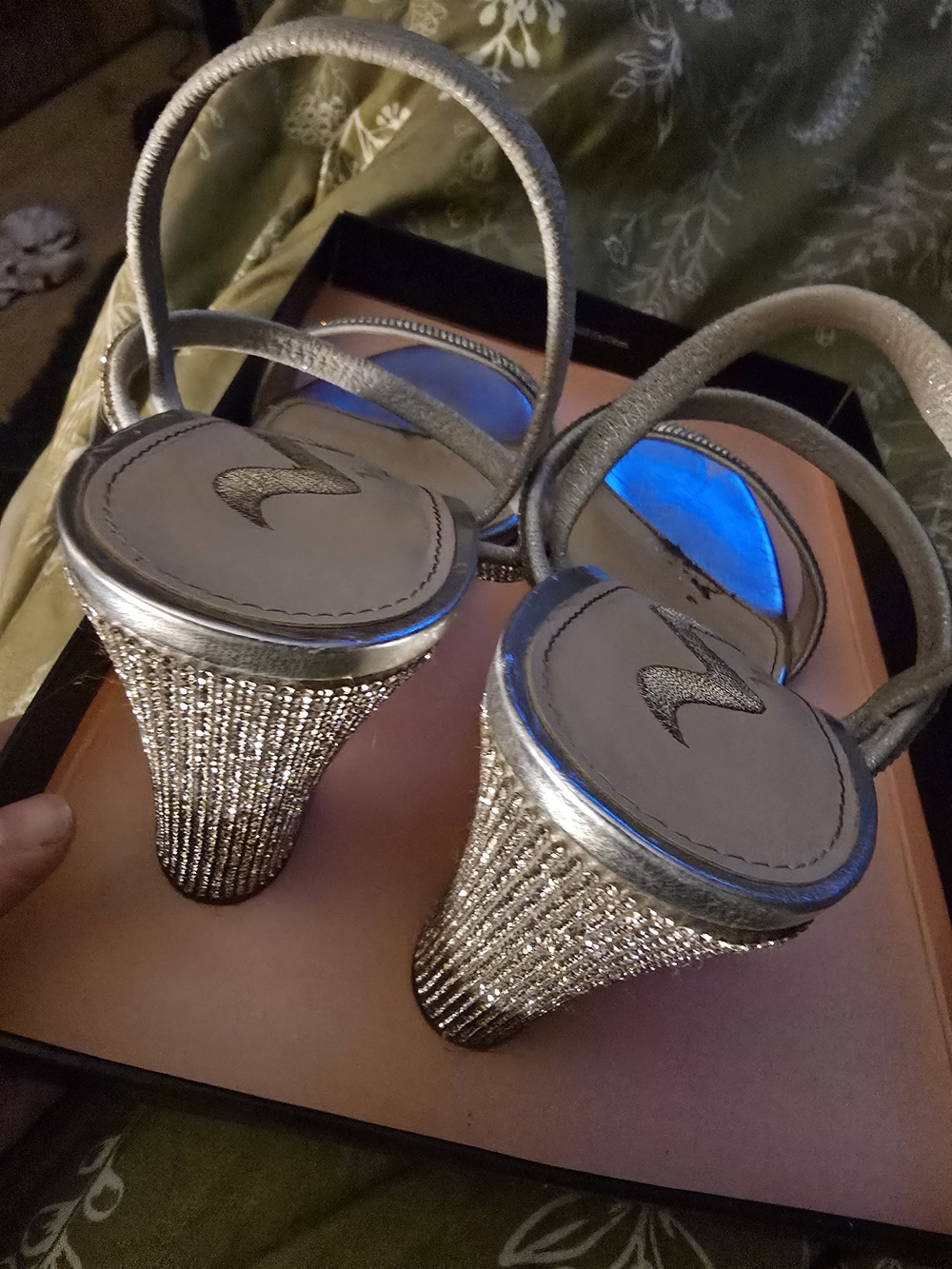 Sparkling Silver Women's Slingback Heels